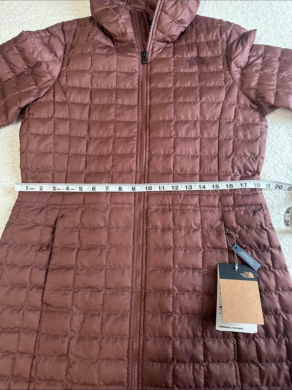 The North Face Women's Hooded Quilted Long Puffer Jacket - Mauve Brown - Picture 10 of 11